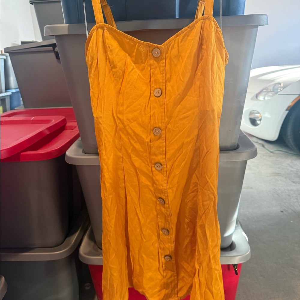 Women’s Yellow Button-Front Sundress p12 - Picture 3 of 4